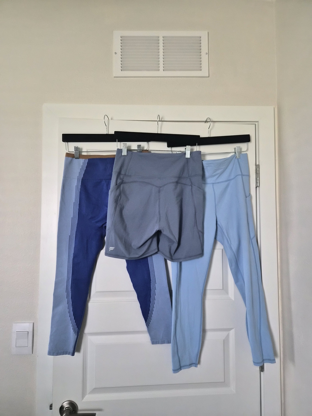 Fabletics Light Blue and Navy Active Shorts & Leggings Trio